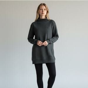 Gymshark SoSoft Jumper Sweater Women's Sz S Charcoal Gray Mock Neck Fleece